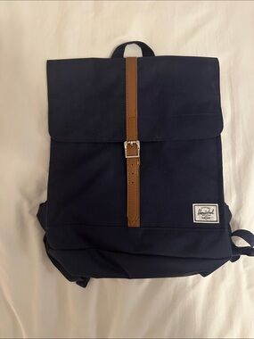 Herschel Supply Navy Backpack with Brown Strap